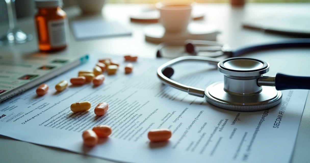 Vários medicamentos e alternativas para disfunção erétil organizados sobre uma mesa 
