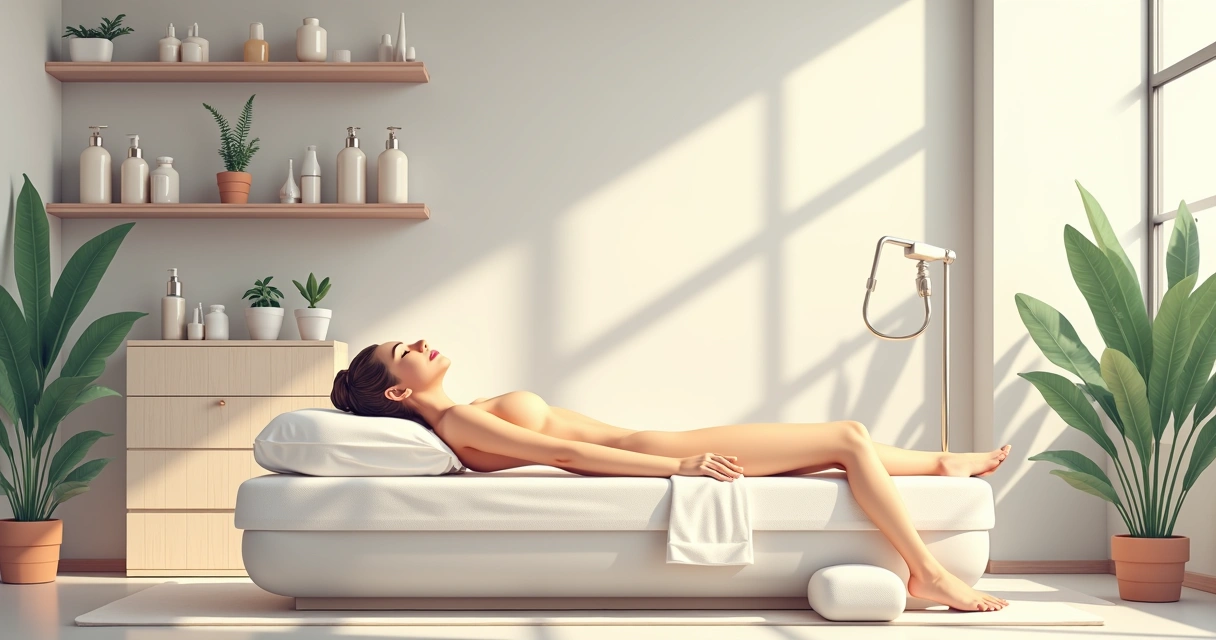 Sala de clínica com equipamentos para limpeza de pele, peeling e massagem facial 