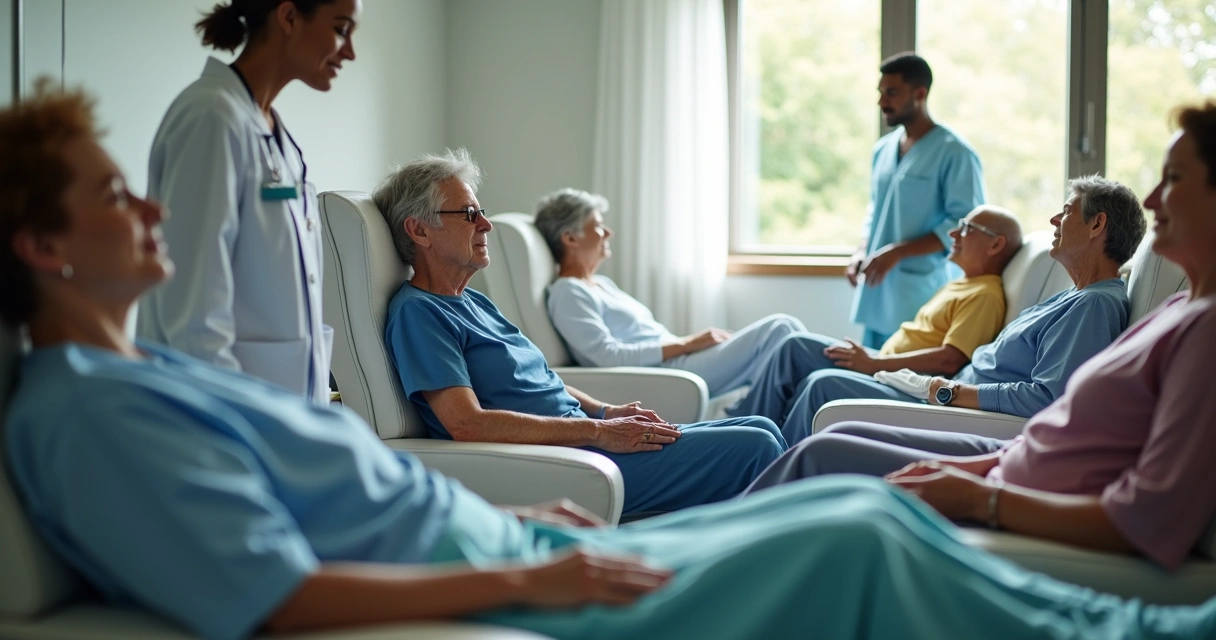 Pacientes com diferentes perfis recebendo tratamentos oncológicos 