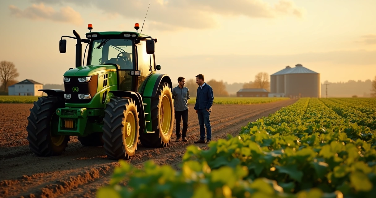 Trator agrícola em lavoura com inspeção visual 