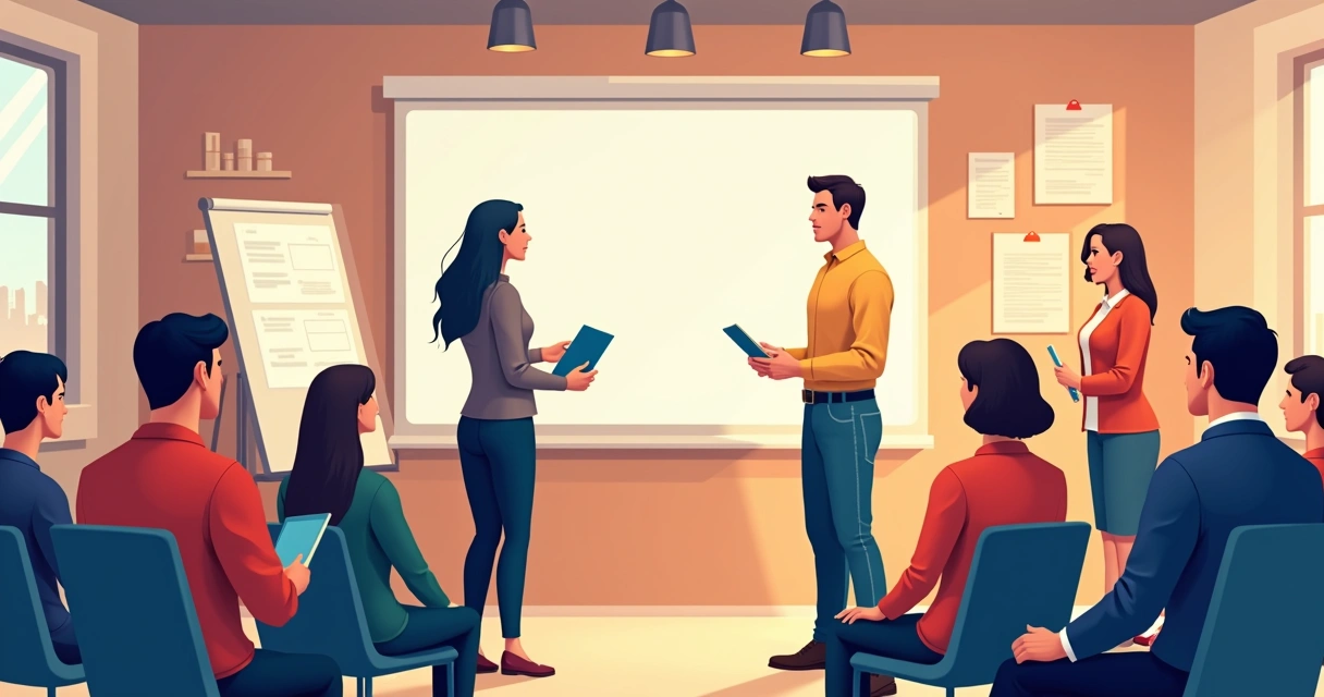 Simulação de abordagem de campanha com equipe treinando em sala 