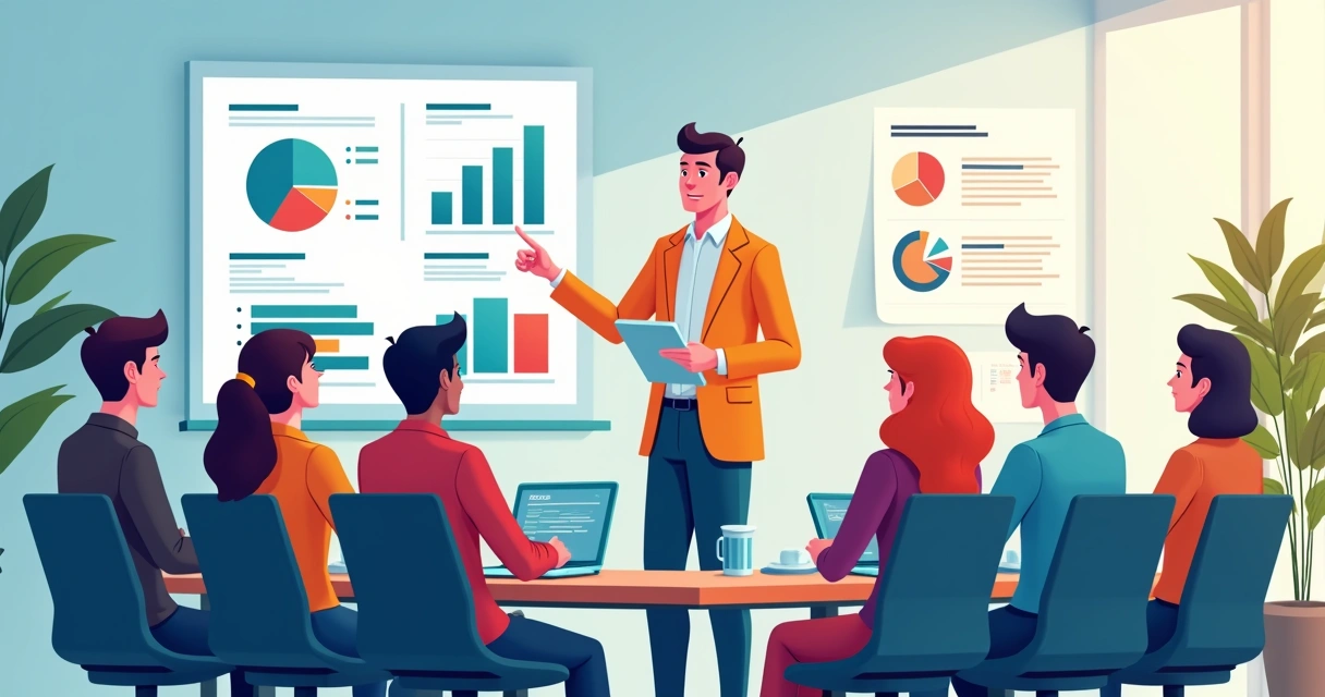 Equipe de colaboradores assistindo treinamento personalizado em sala moderna