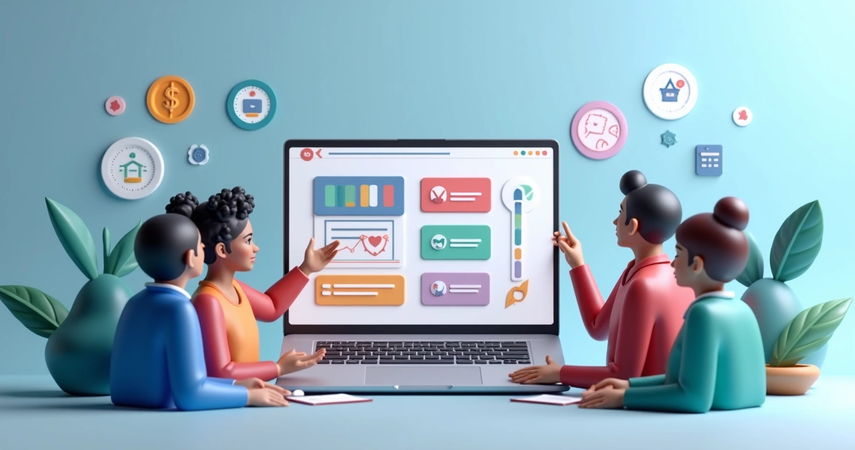 Treinamento digital de afiliados de banco digital em tela de notebook 