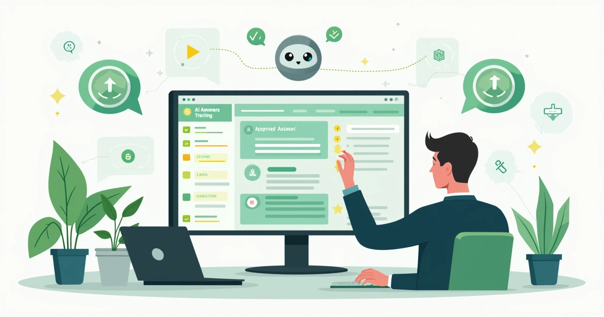 Gestor ajustando painel de treinamento de agente de IA para WhatsApp 