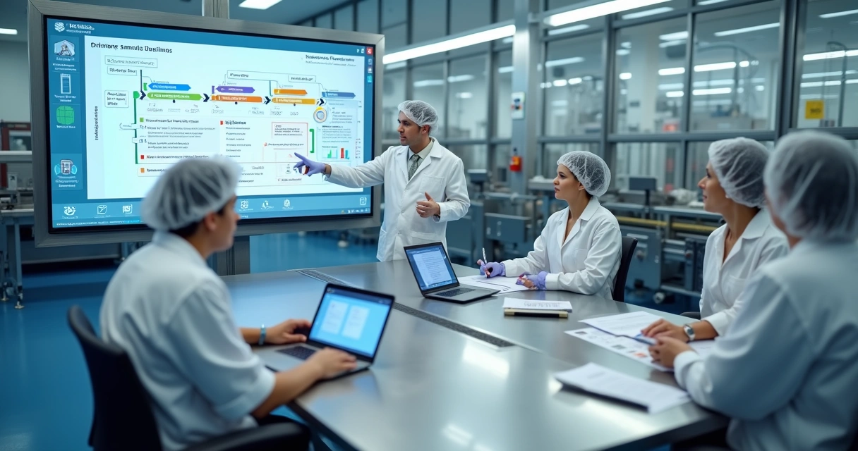 Treinamento interativo de APPCC com operadores em linha de produção de alimentos 