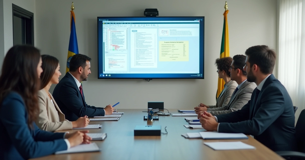 Equipe em treinamento sobre assinatura digital em câmara municipal 