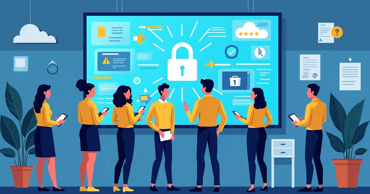 Equipe de TI em treinamento de cibersegurança 