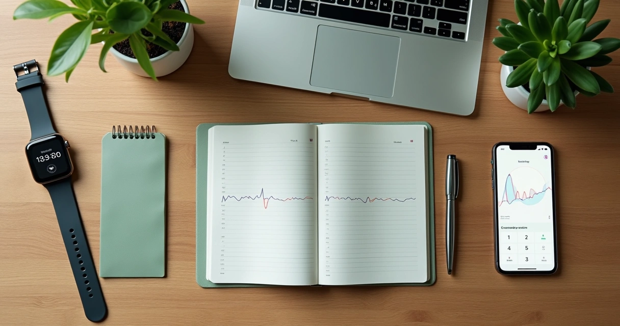 Rotina de treinamento clínico masculino na mesa de trabalho 