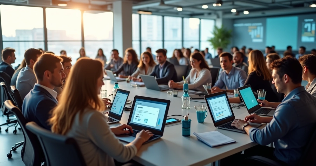 Treinamento online para grande grupo de funcionários em múltiplos dispositivos 
