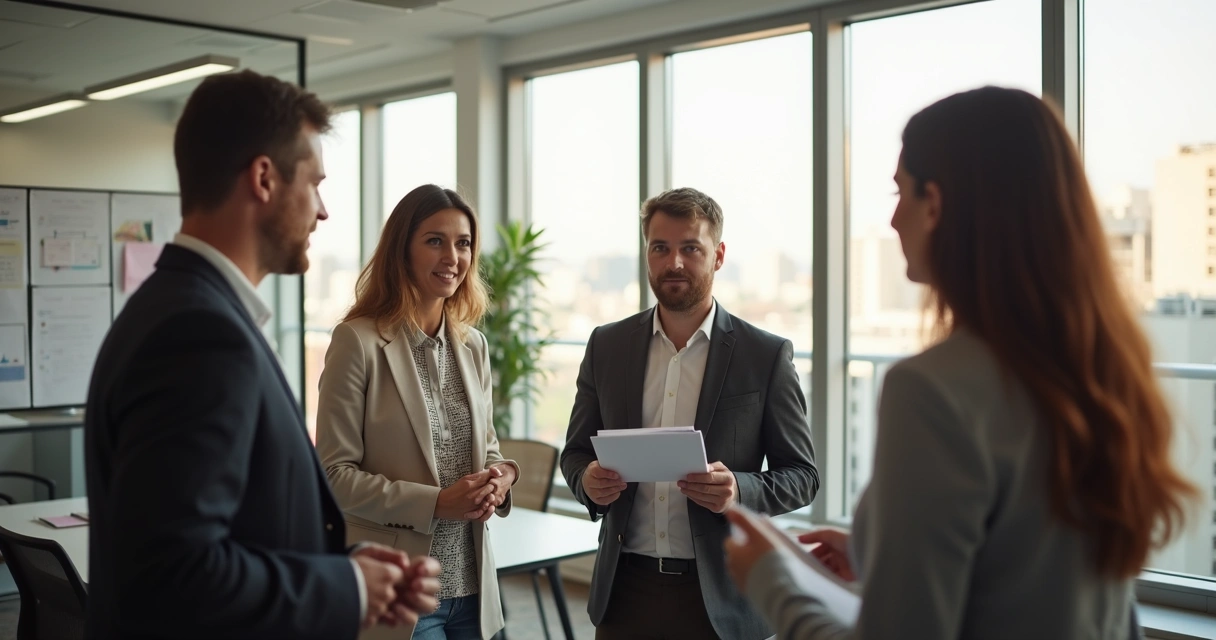 Profissionais em treinamento de comunicação no escritório 