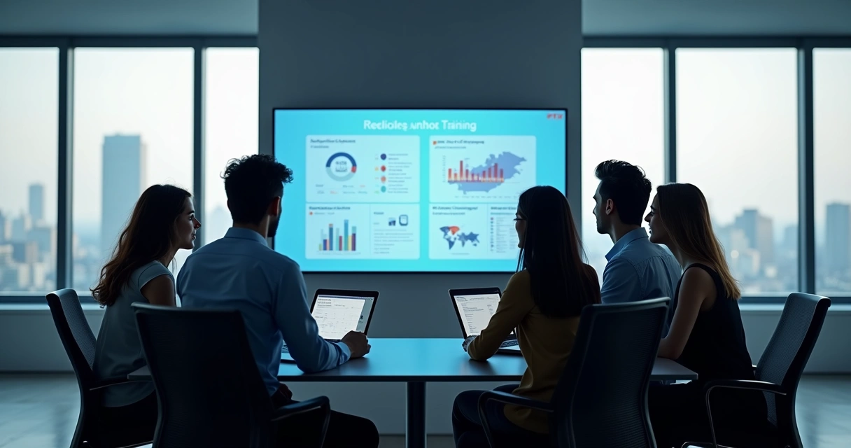 Reunião de equipe assistindo treinamento EAD corporativo 