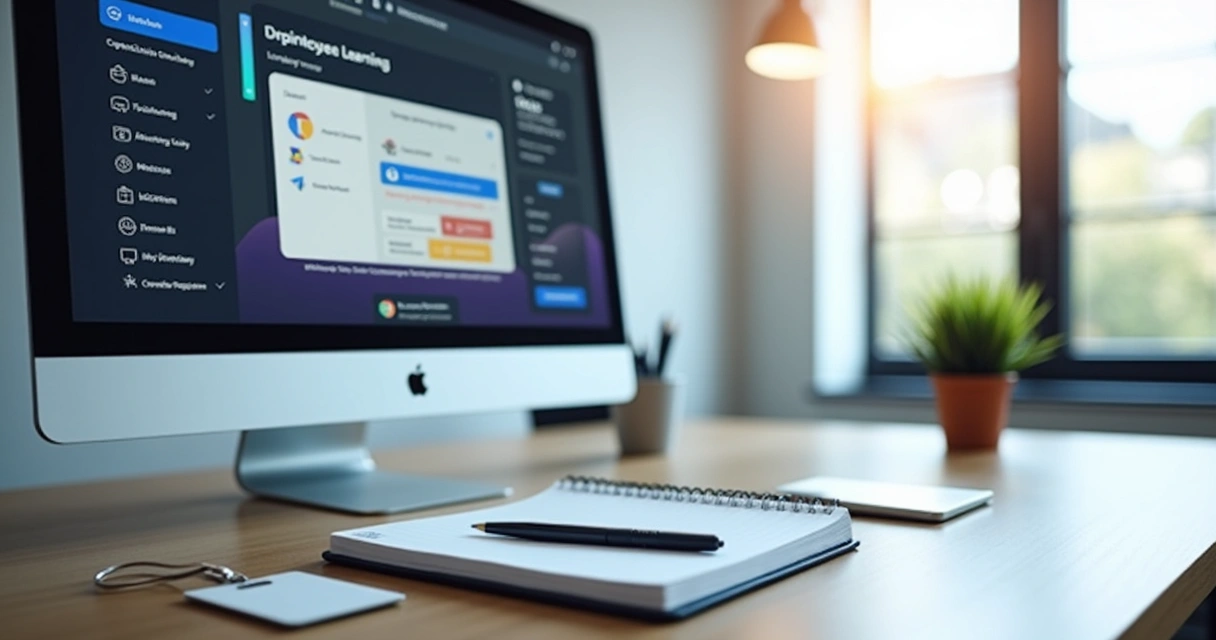 Portal corporativo de treinamento online em tela de computador