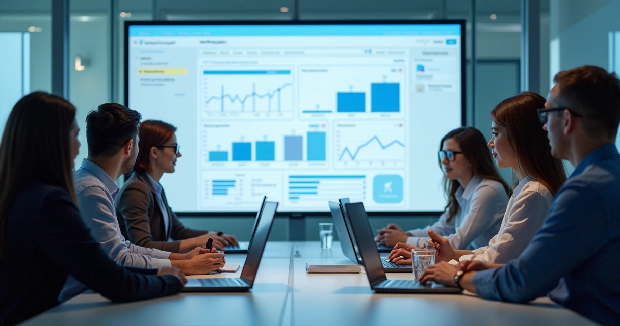 Equipe em treinamento corporativo em plataforma LMS