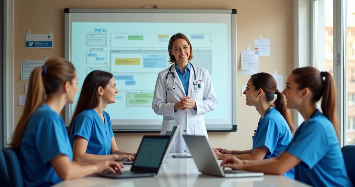 Profissionais de clínica médica em treinamento para atendimento digital 