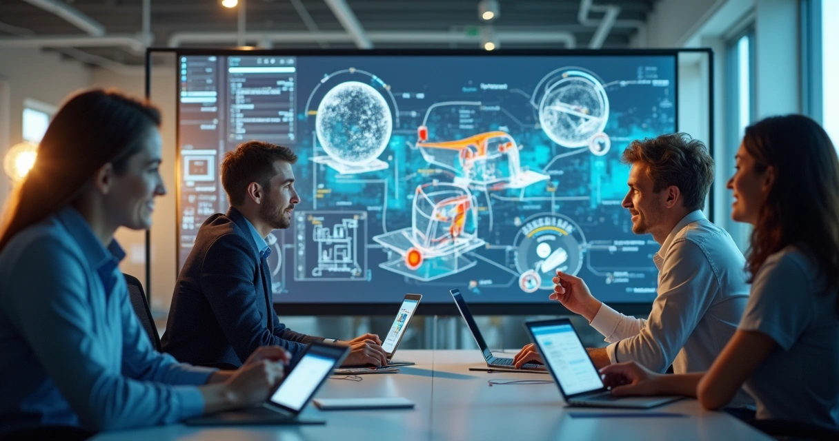 Equipe participando de treinamento EAD interativo 