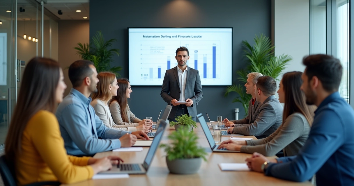 Grupo de colaboradores em treinamento de educação financeira 