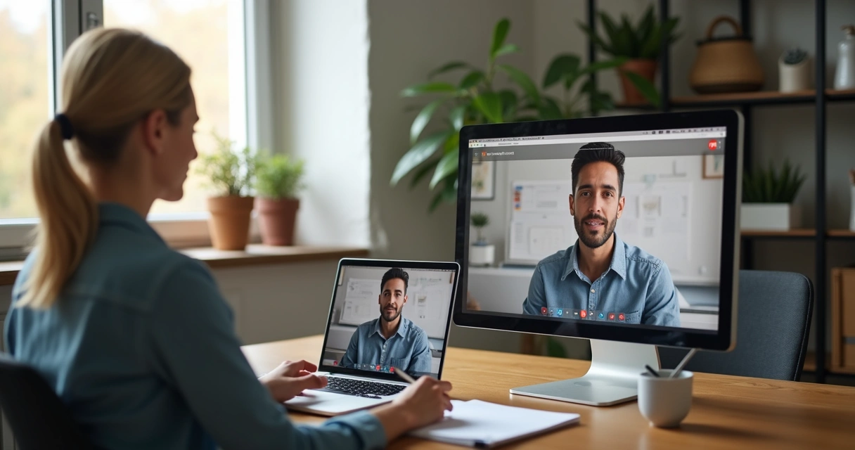 Simulação de entrevista de emprego online entre mentor e candidato