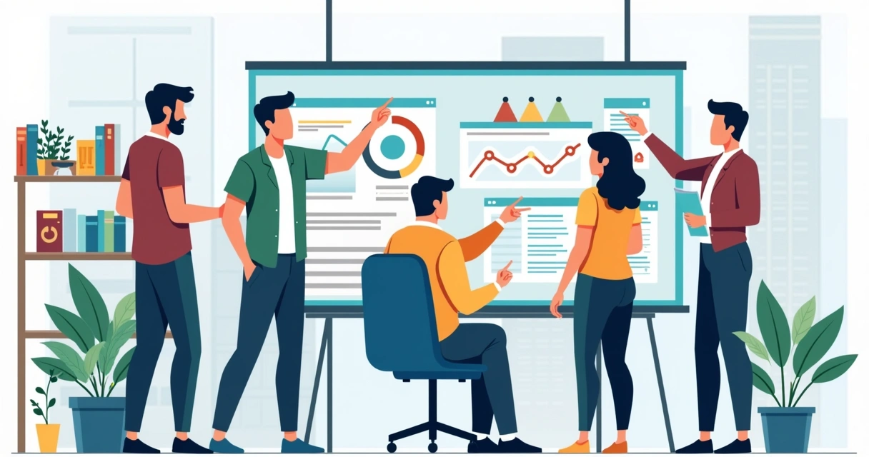 Equipe de agência assistindo a um treinamento em um escritório moderno 