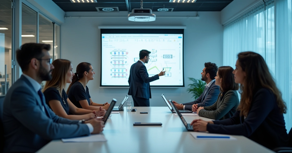 Equipe participando de treinamento sobre automação 