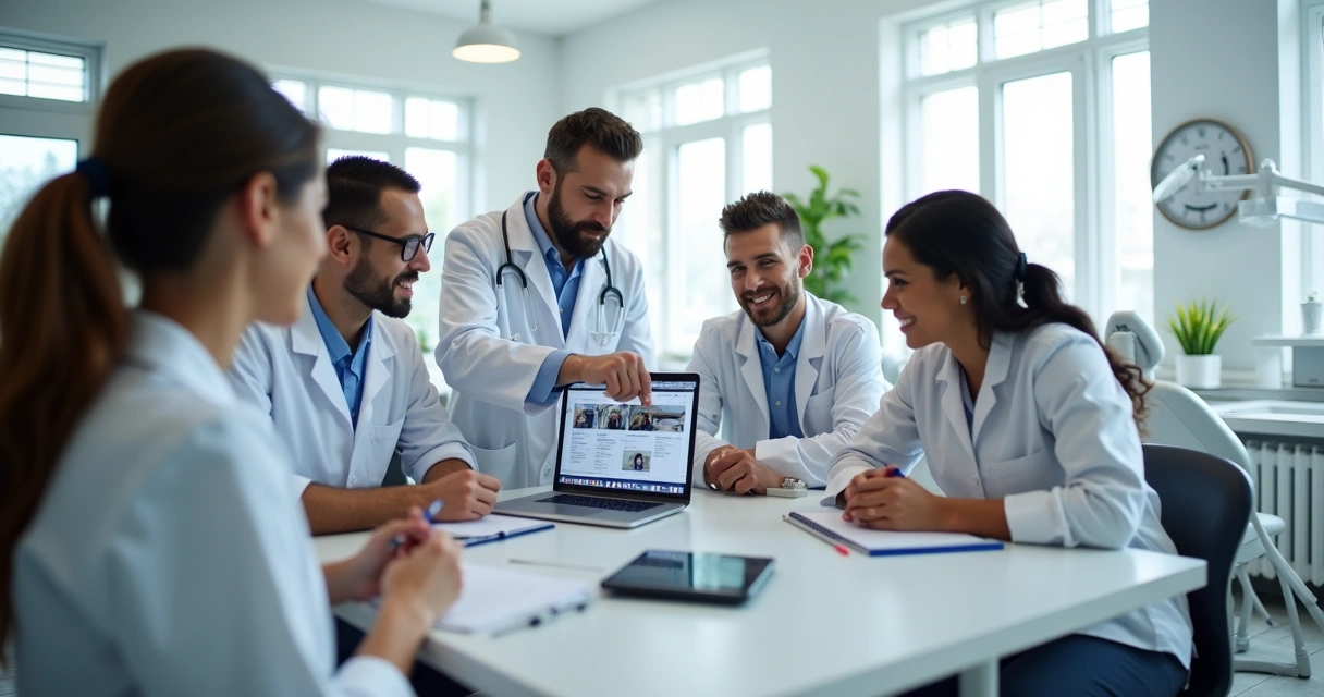 Treinamento de equipe odontológica usando software digital 