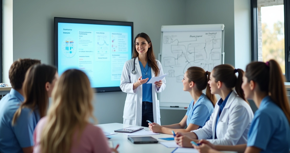 Equipe de clínica médica em treinamento atencioso 