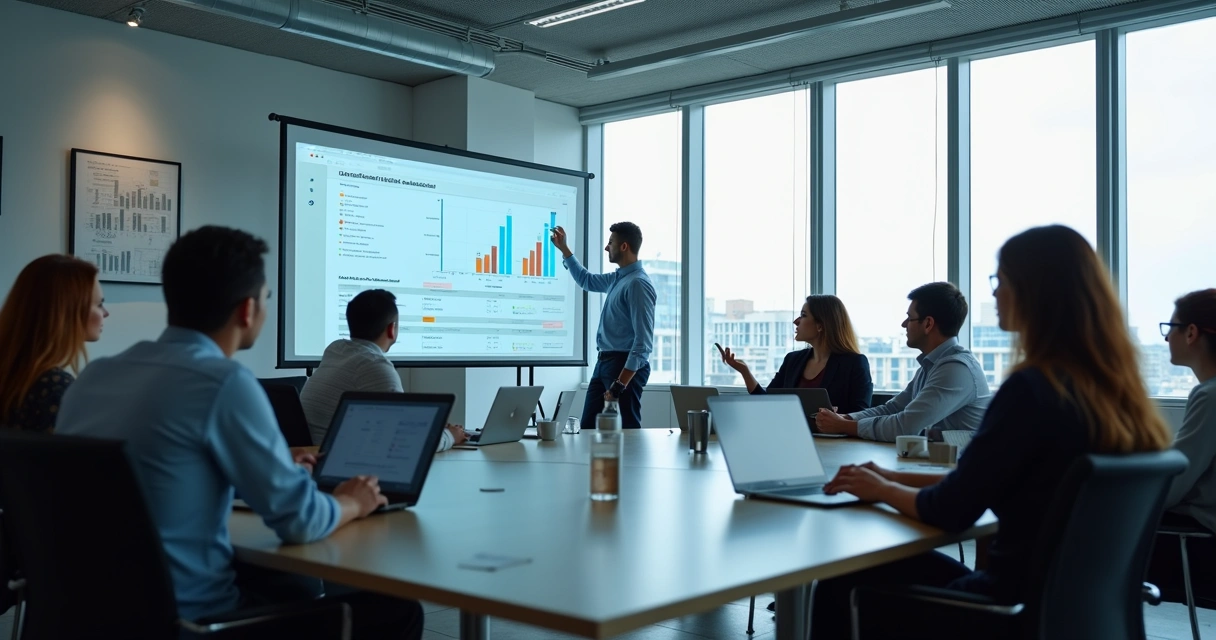 Equipe de TI em treinamento sobre compliance digital 