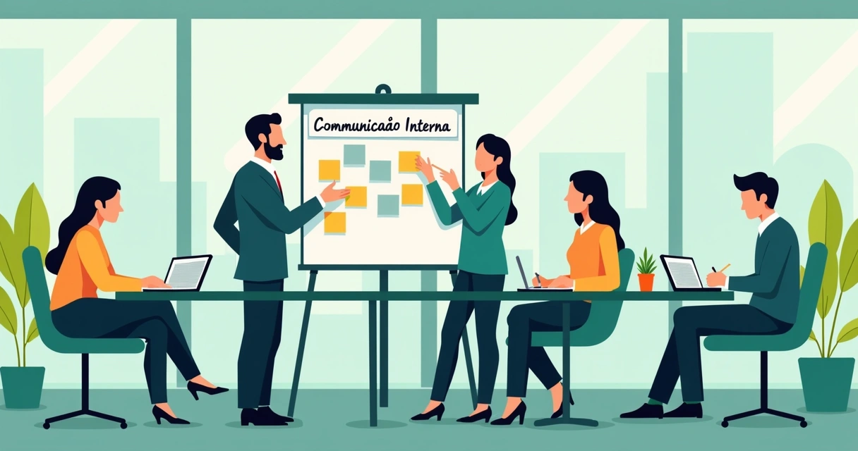Equipe participando de treinamento sobre comunicação interna.
