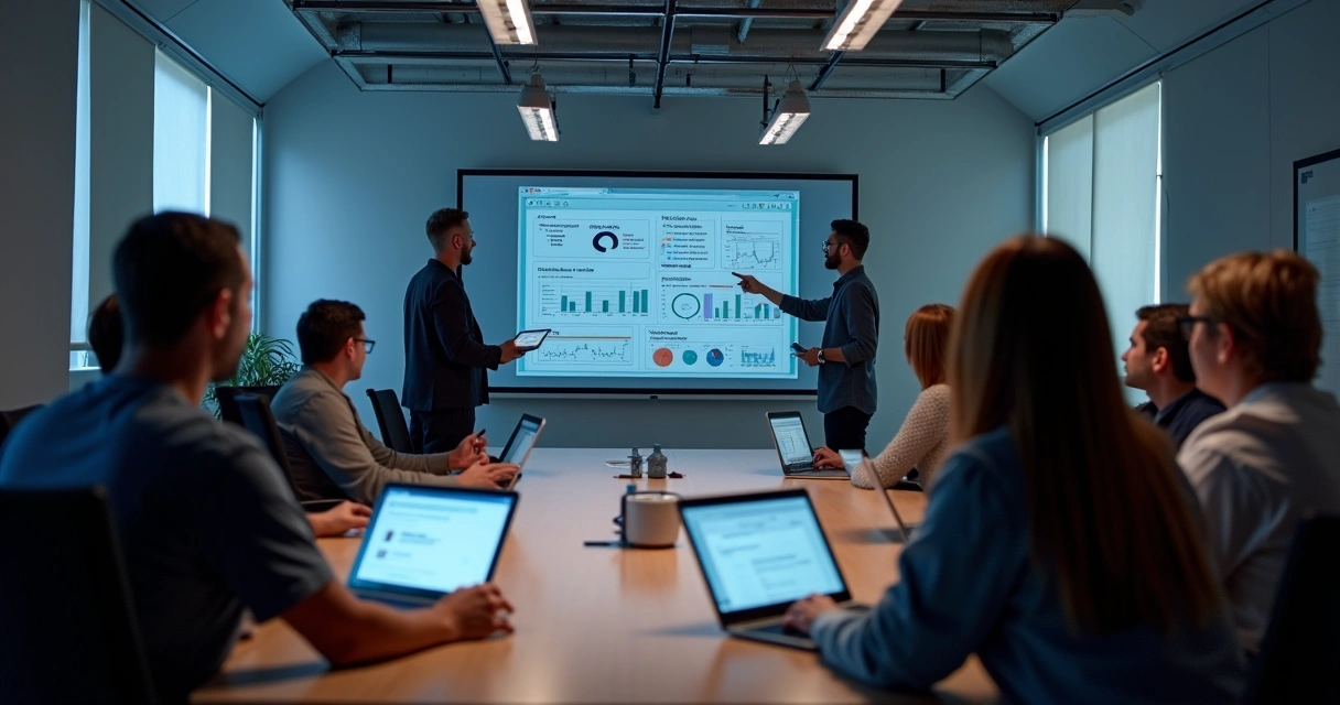 Equipe em treinamento prático de CRM com IA 