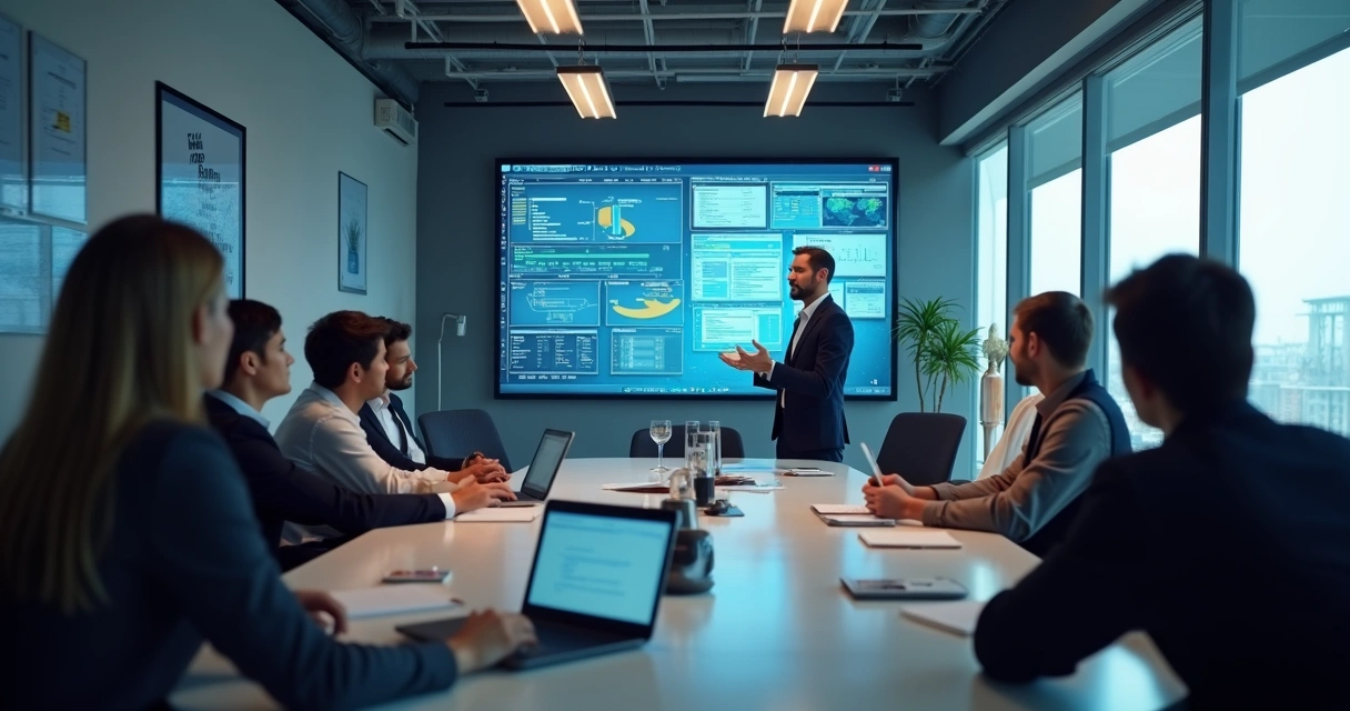 Time de colaboradores em treinamento de ERP 
