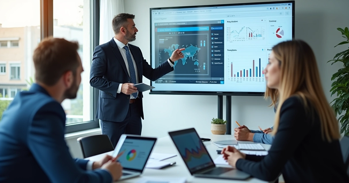 Equipe reunida em treinamento sobre ERP na nuvem 