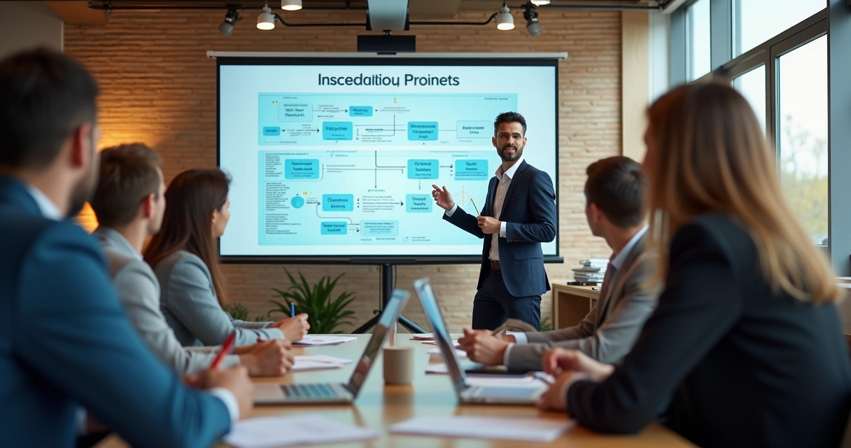 Equipe fiscal em treinamento aprendendo tecnologia de automação 