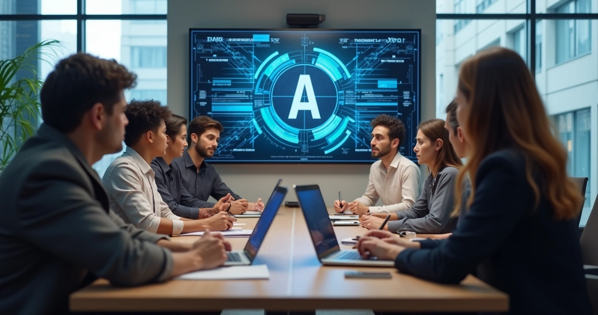 Equipe participando de treinamento prático de IA 