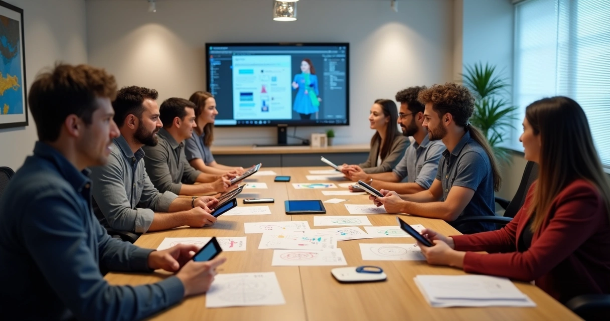 Equipe reunida em workshop aprendendo sobre automação IA de forma prática 