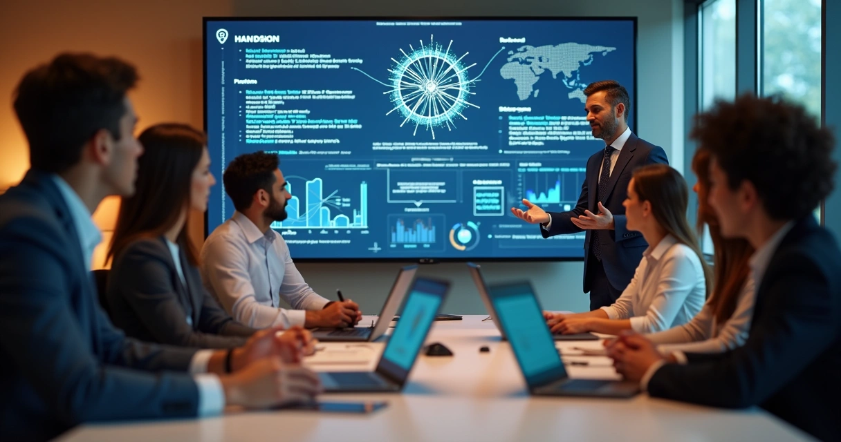 Equipe reunida em treinamento sobre IA no trabalho