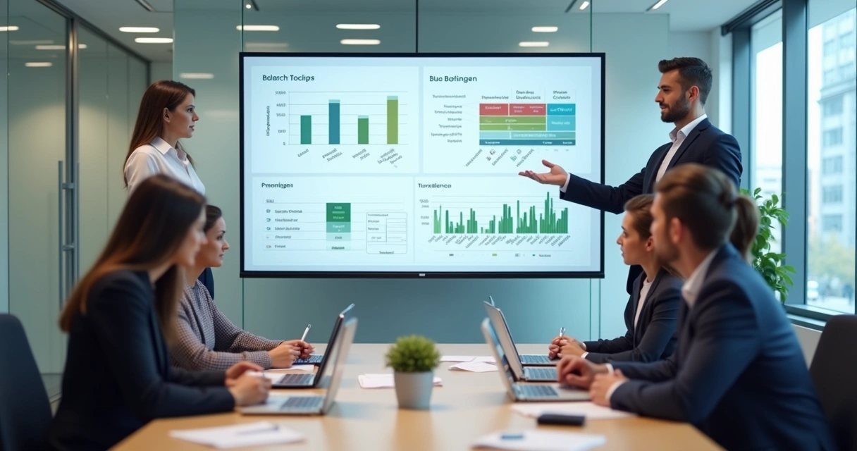 Equipe imobiliária em treinamento de CRM 