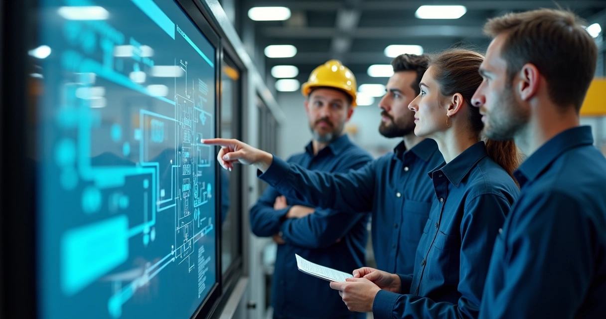 Treinamento de equipe industrial com tecnologia digital 