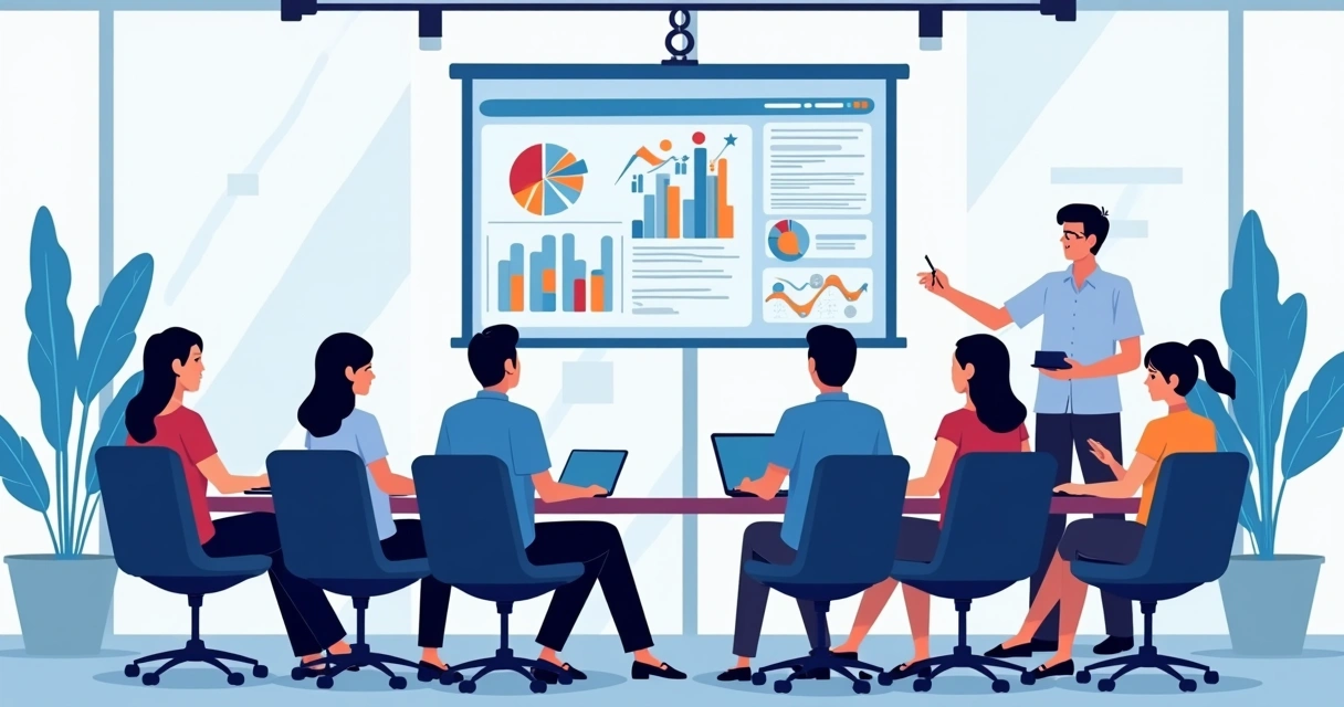 Time assistindo treinamento de IA em telão 