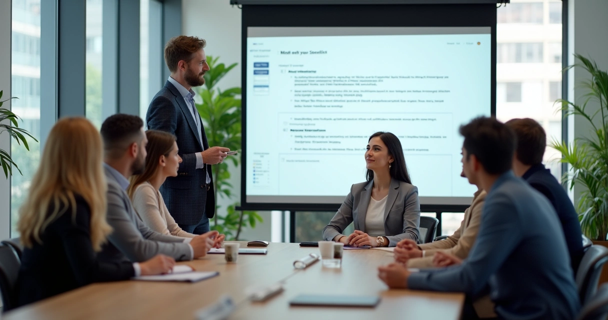 Equipe corporativa participando de treinamento da NR-01 