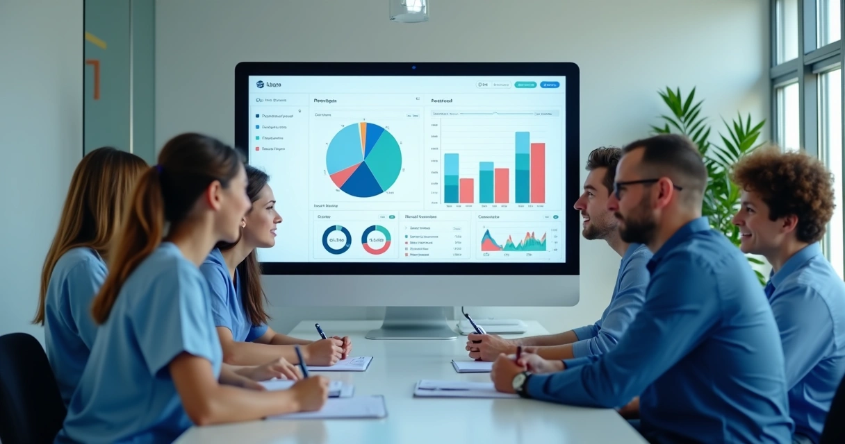 Equipe odontológica em treinamento para uso de IA 