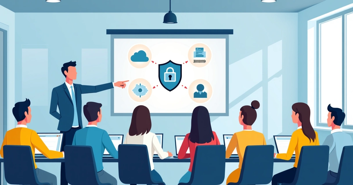 Time recebendo treinamento sobre segurança em cloud computing 