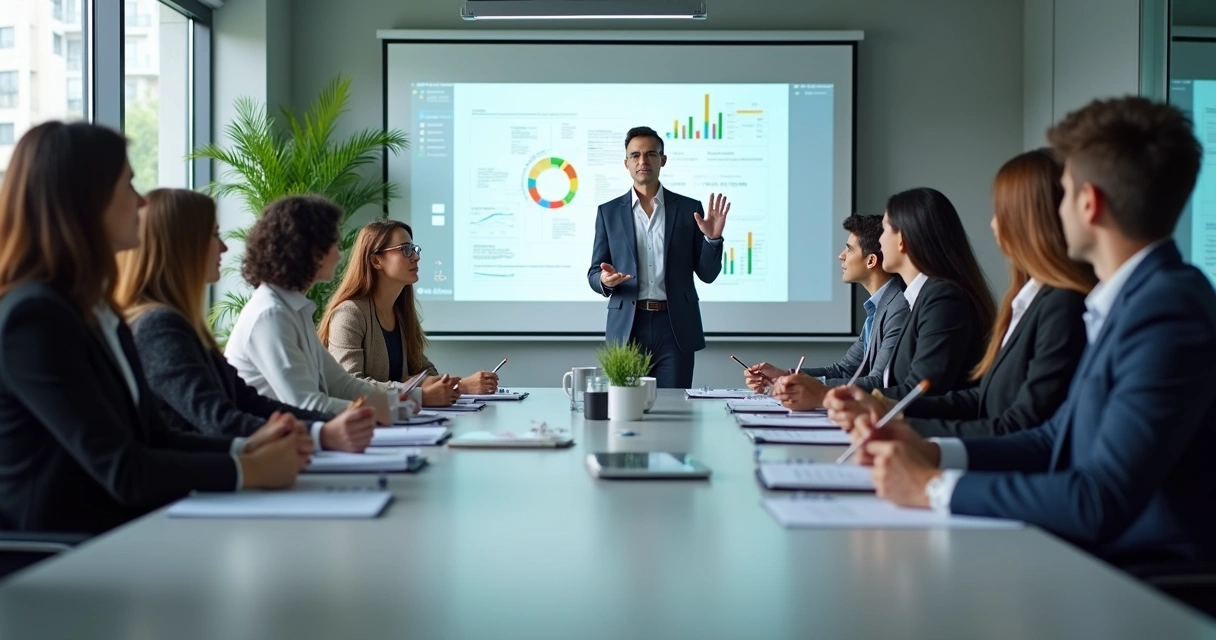 Treinamento de equipe de vendas B2B com apresentação e dinâmicas colaborativas 