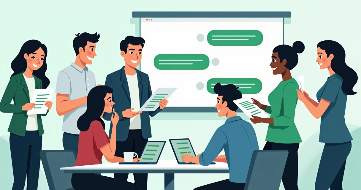 Equipe de atendimento treinando roteiros para WhatsApp 