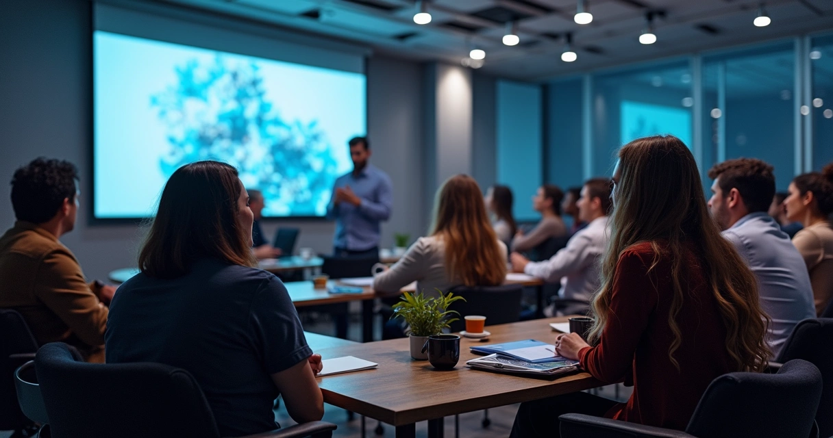 Treinamento de equipe de armazém com computadores e dispositivos móveis 