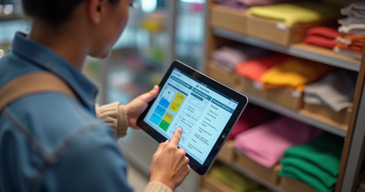 Funcionário de loja recebe treinamento prático no sistema ERP 