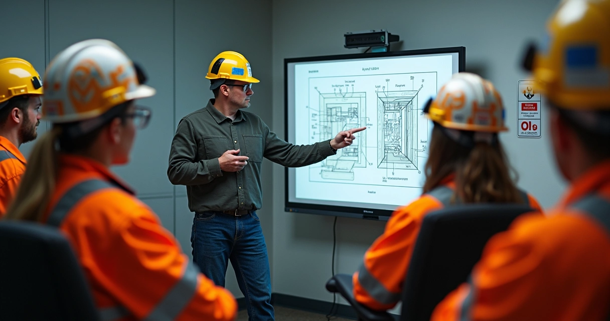 Equipe recebendo treinamento em espaço confinado 