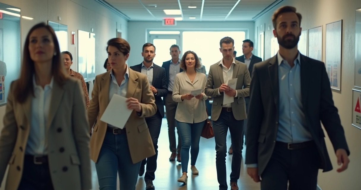 Treinamento de evacuação em ambiente de escritório 