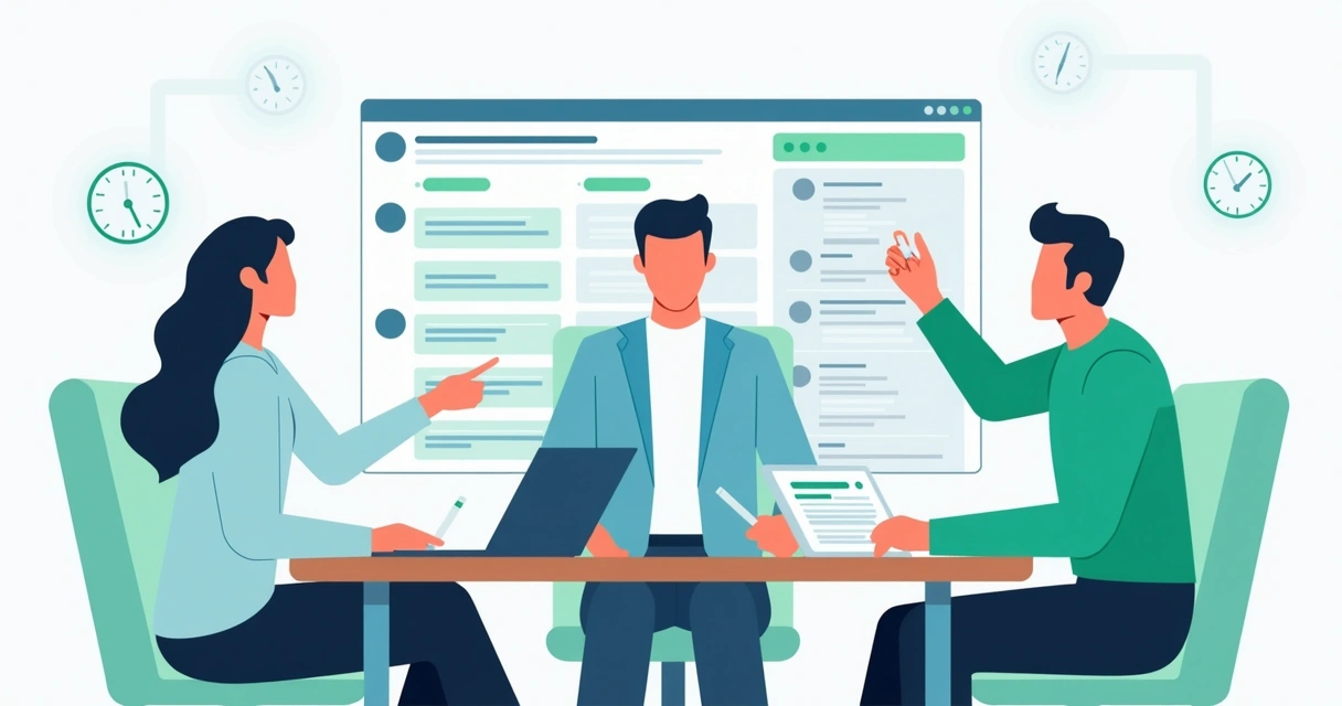 Equipe analisando feedback de IA para melhorar agente virtual 