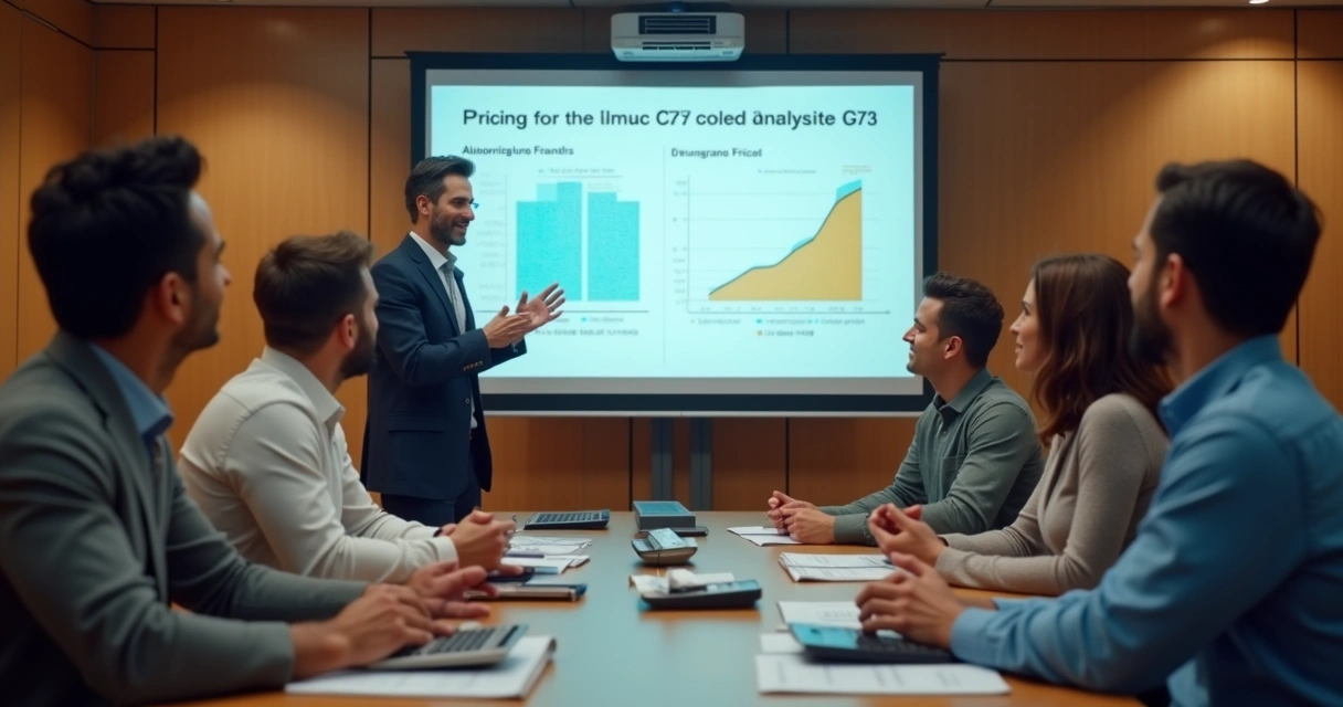 Treinamento de franqueados em sala de aula analisando formação de preços