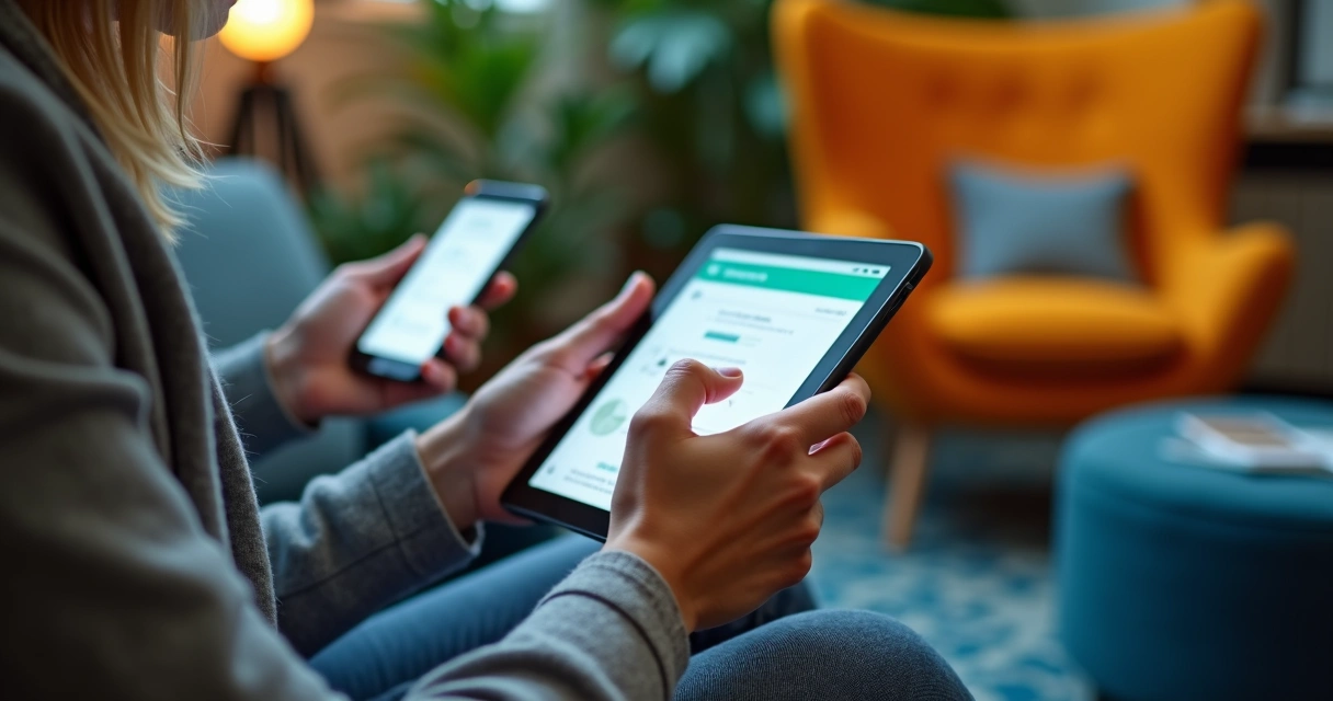 Funcionários participando de treinamento em tablets 