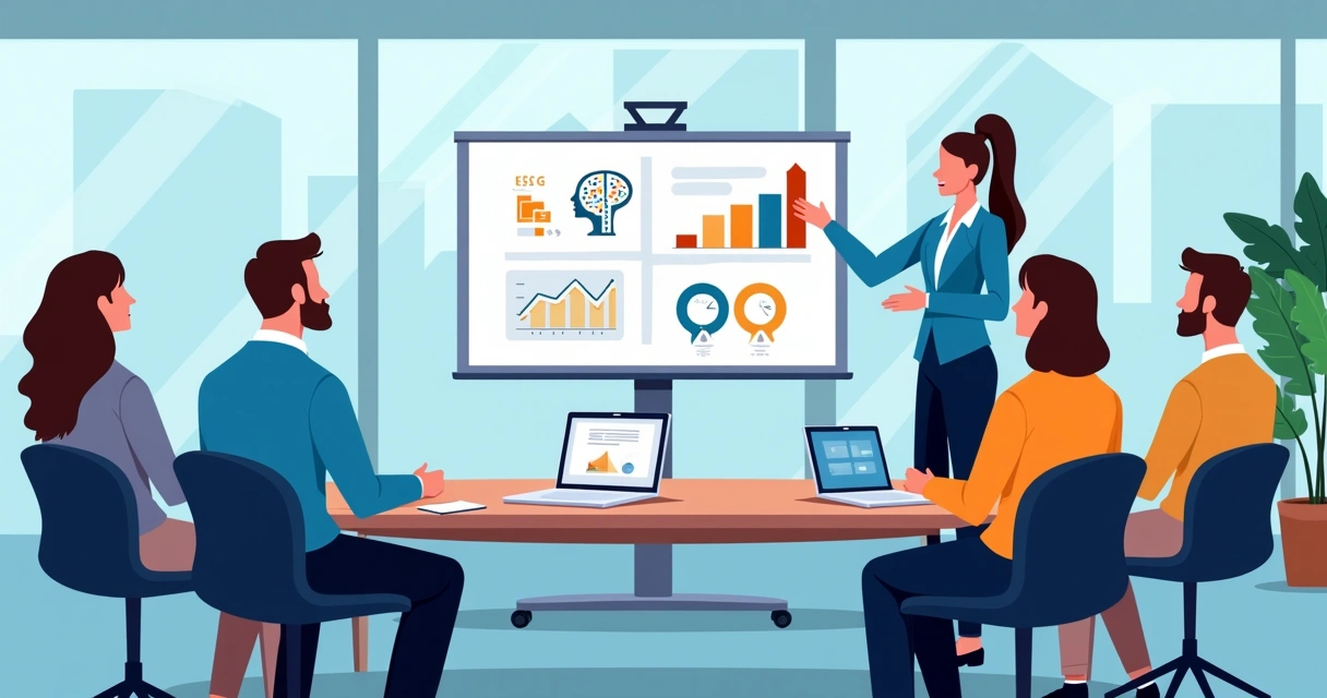 Profissionais assistindo treinamento de gestão de viagens corporativas 